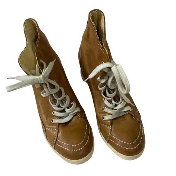 Primabase Italy leather booties women size 38 lace up wedges casual vintage Y2K - Picture 12 of 12